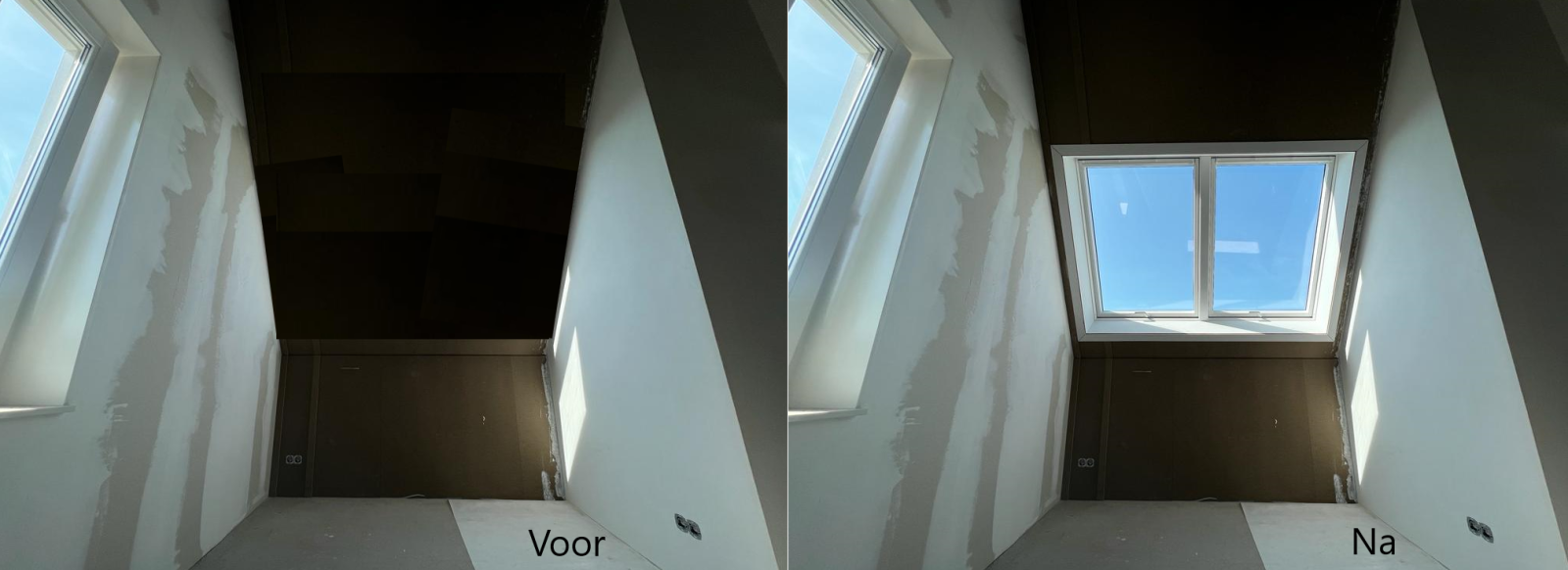 Voor en na foto Velux dakramen